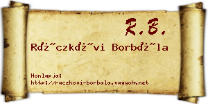 Ráczkövi Borbála névjegykártya
